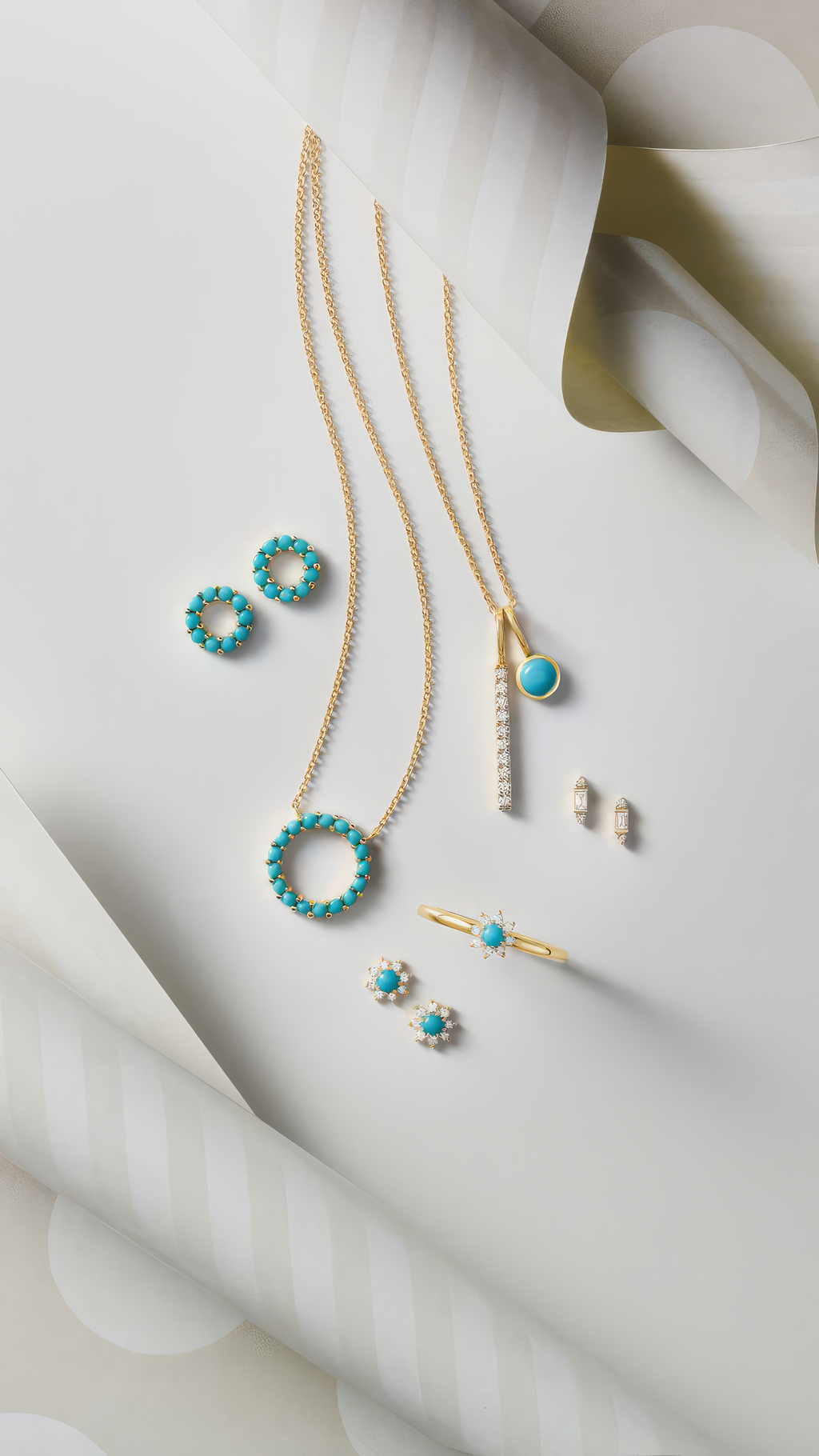 Gold and Turquoise Lariat Necklace