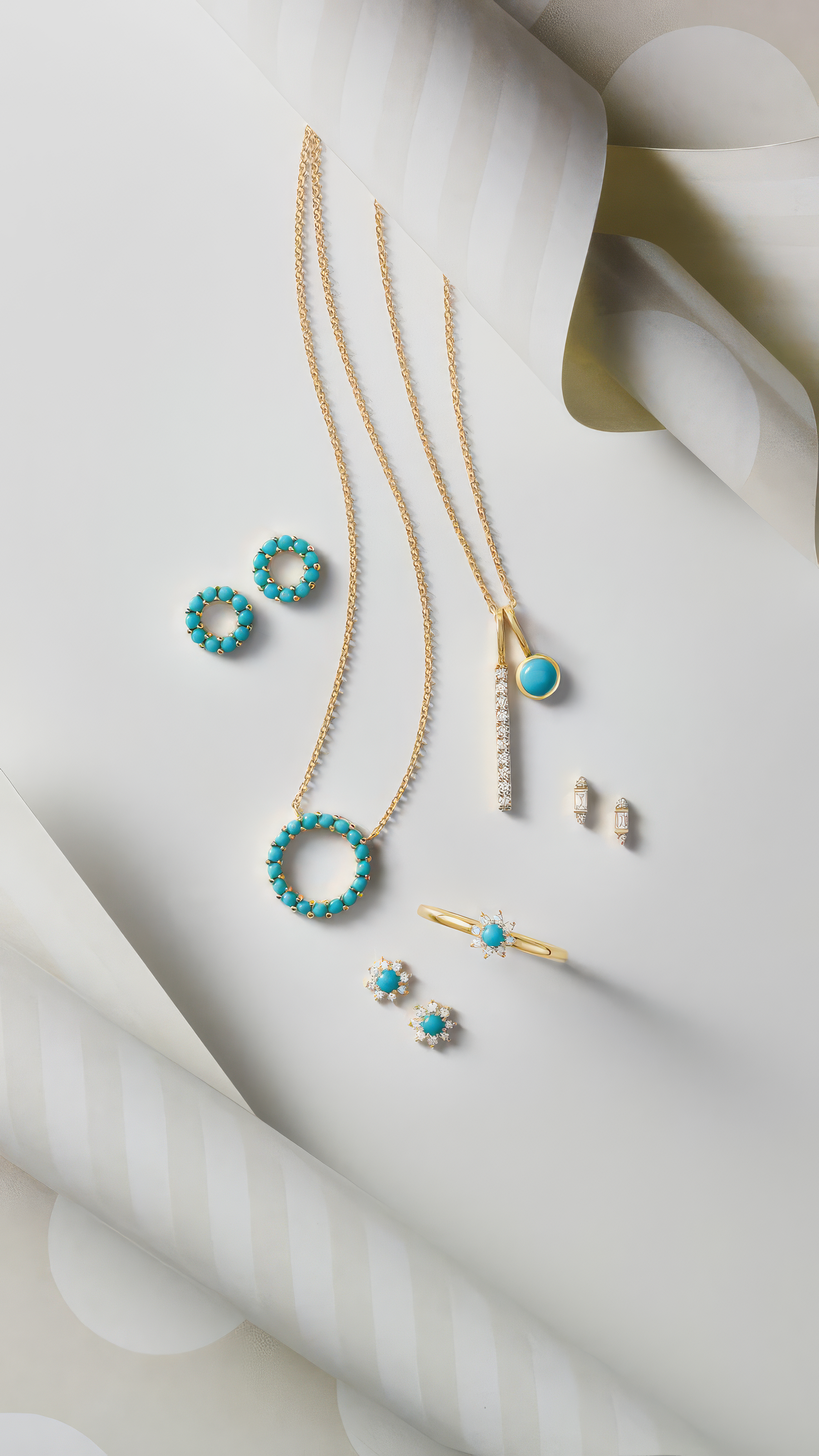 Gold and Turquoise Lariat Necklace
